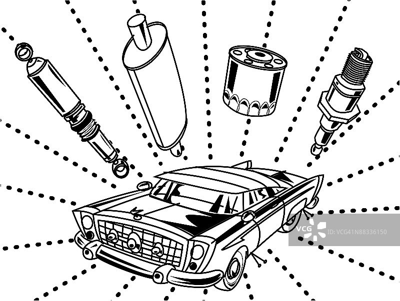 经典汽车及汽车零件图片素材
