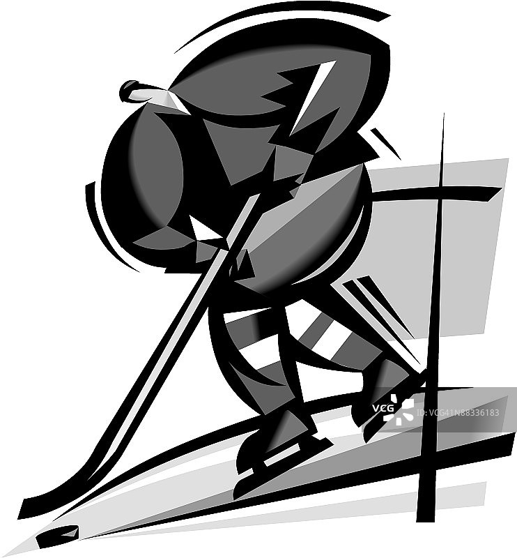 男人打冰球灰度图图片素材