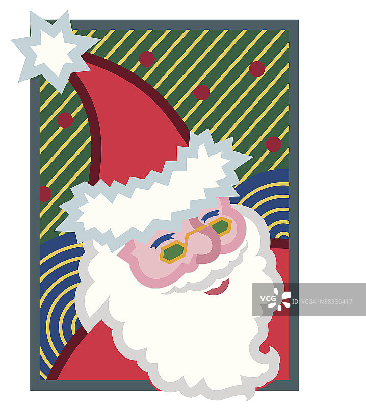 圣诞老人分层素材，另有黑白版本，038-0996“Ho Ho Ho”快乐的圣诞老人图片素材