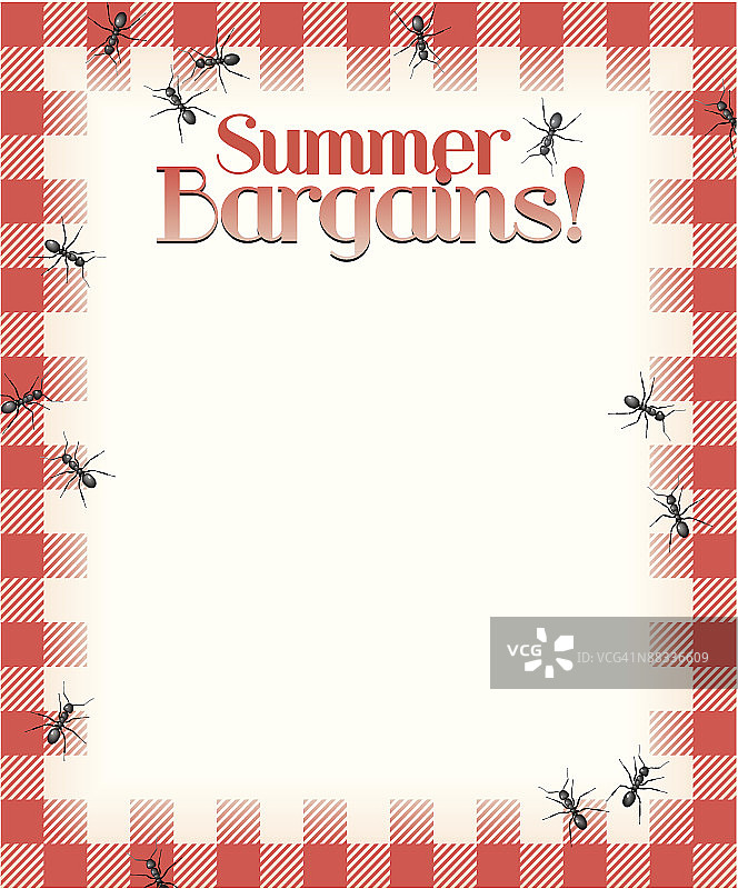 边框标题：夏季特惠，野餐蚂蚁广告框图片素材