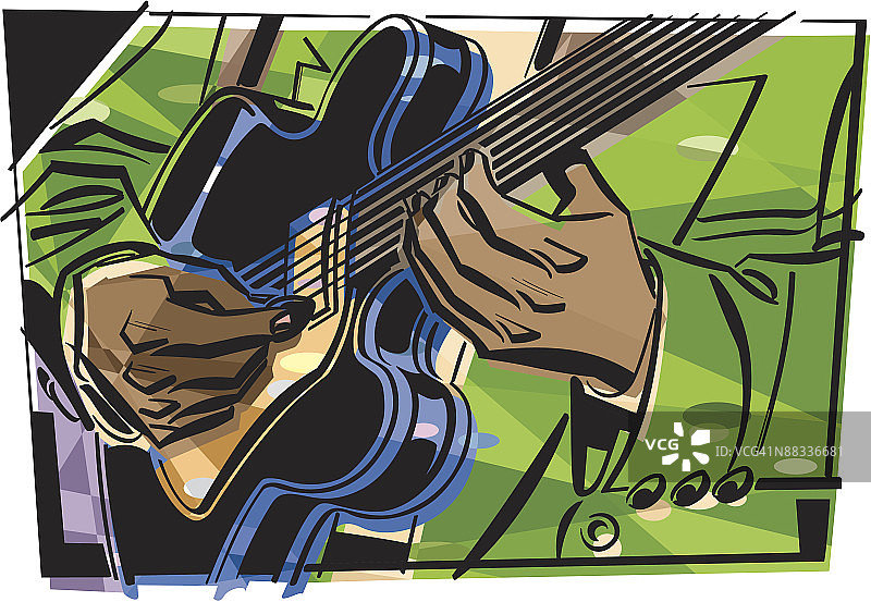 男人弹吉他彩色插画图片素材