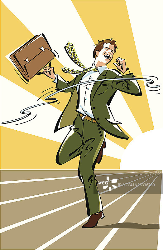 冲过终点线的商人图片素材