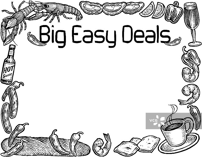 边框，标题，新奥尔良美食优惠活动，辣椒酱图片素材