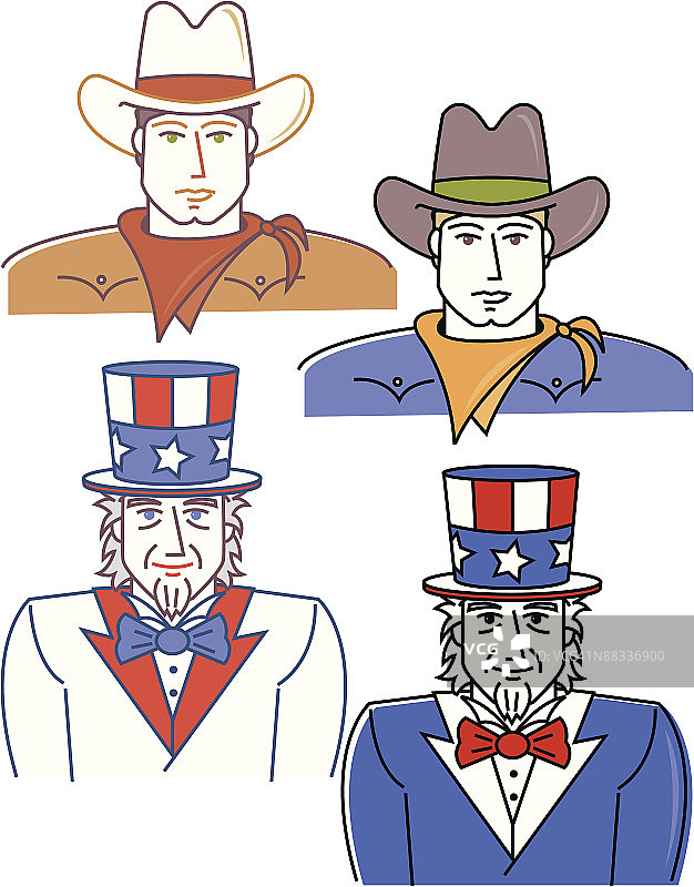 山姆大叔牛仔插画图片素材