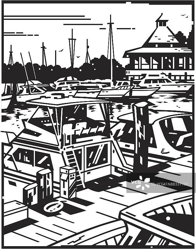 码头里的船只分层停泊图片素材