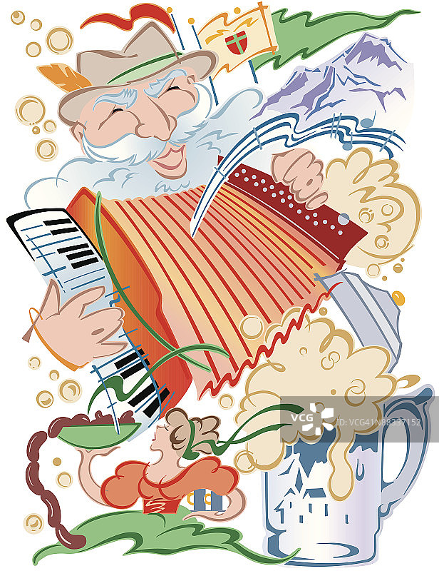 啤酒节元素彩色分层素材图片素材