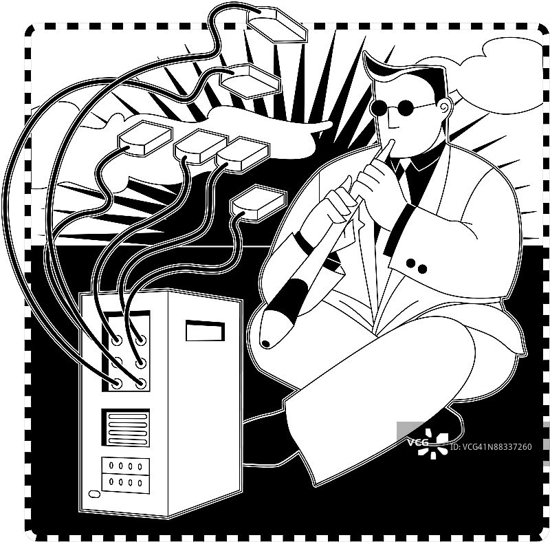 玩电脑蛇的商人图片素材