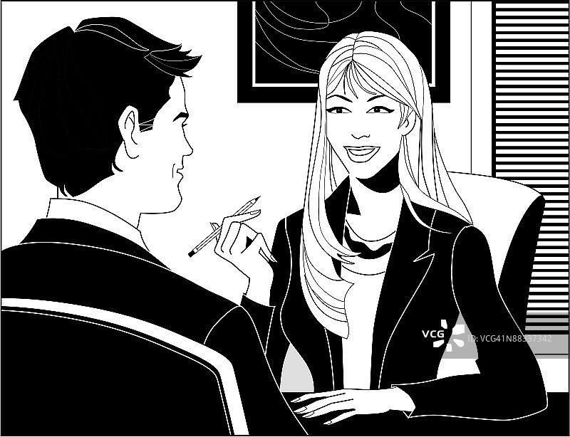 女高管与男员工交谈图片素材