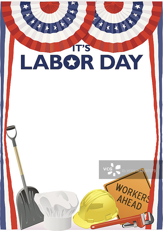 劳动节厨师帽建筑元素边框图片素材