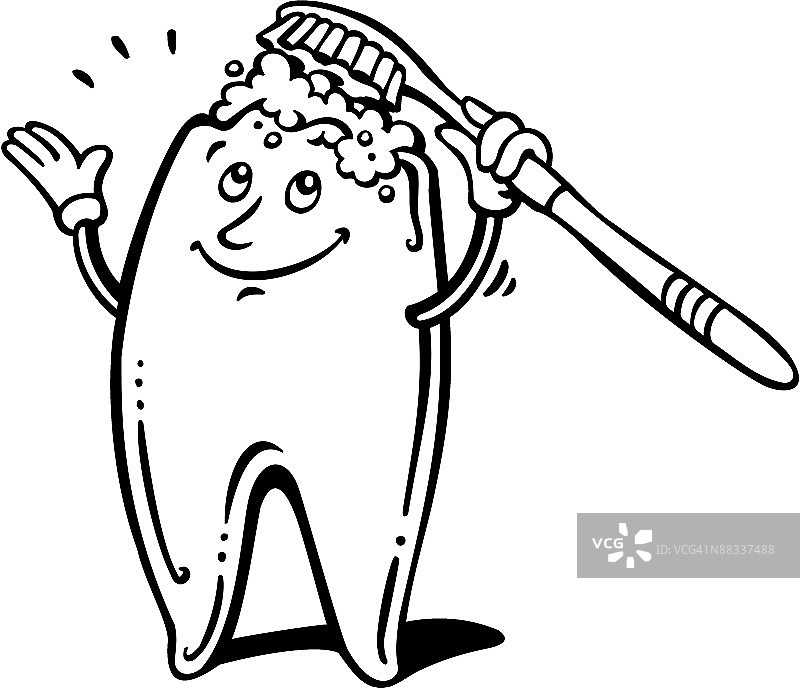 快乐的动画牙齿与牙刷图片素材