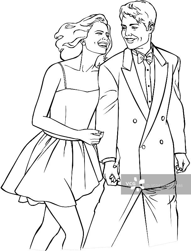 约会中的年轻情侣：难忘的夜晚图片素材