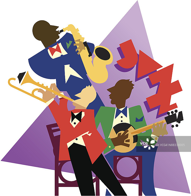 爵士乐队标题背景（含黑白版本）图片素材