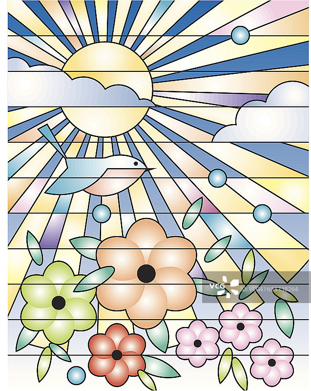 鸟类，鲜花和阳光图片素材