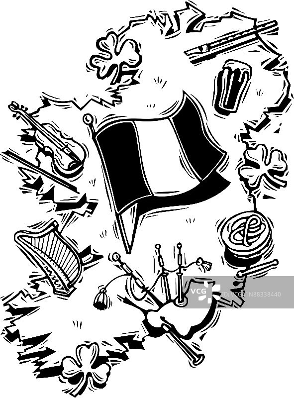 包含爱尔兰元素的爱尔兰地图图片素材