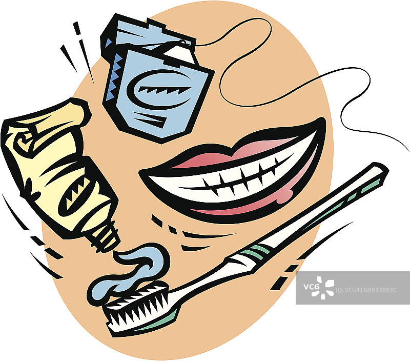 口腔卫生：彩色蒙太奇图片素材