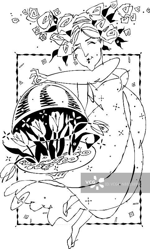 手捧鲜花的自然母亲图片素材