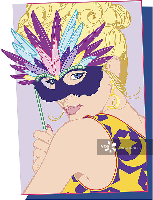 戴着狂欢节面具的女人，颜色“你被邀请了……”，你隐藏了什么图片素材