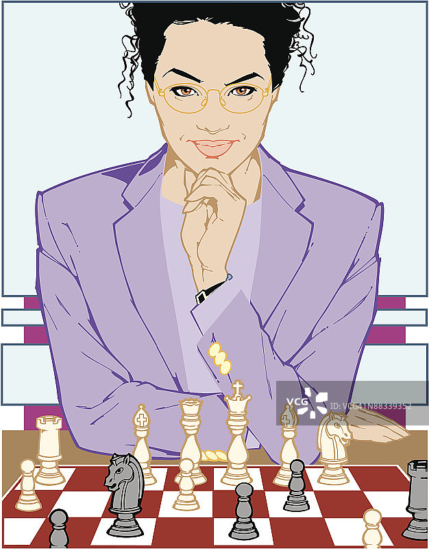 下棋的女人插画（Illustrator Ver. 5）图片素材