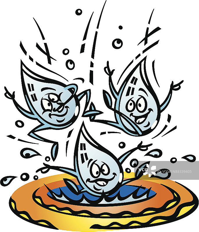 彩色雨滴落入水坑动画图片素材