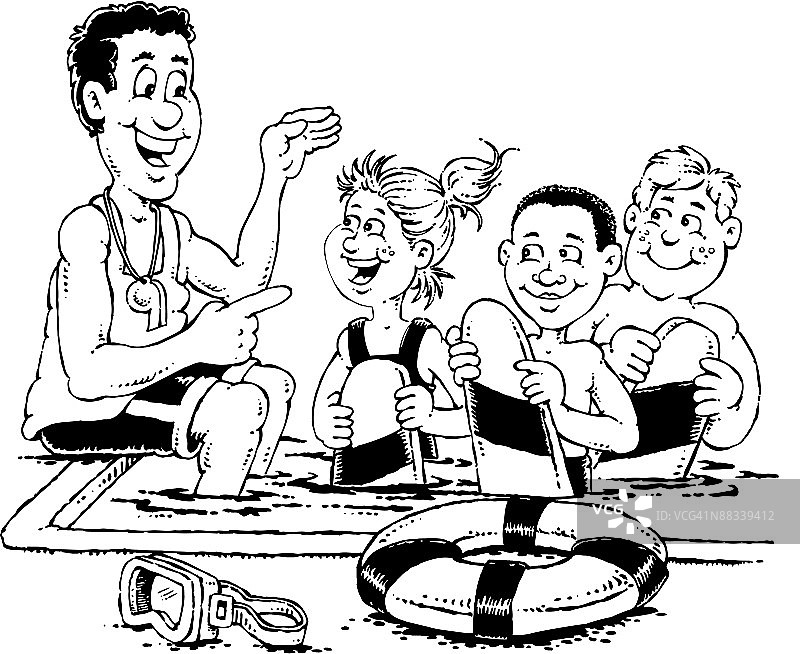 儿童游泳指导图片素材