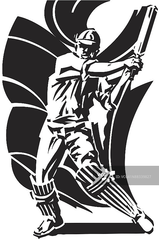 男子挥舞着板球拍图片素材