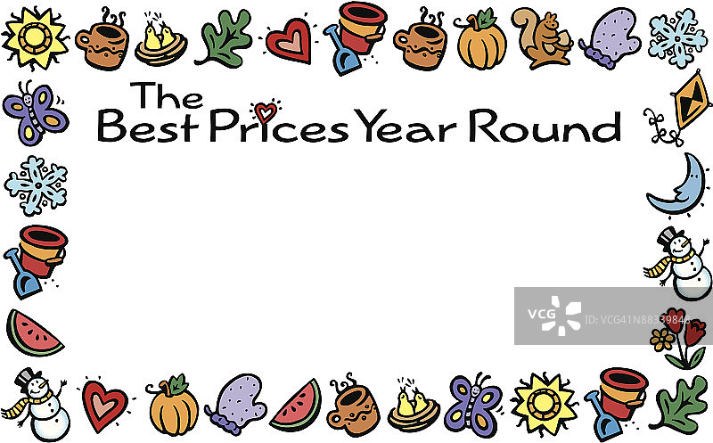 边框，标题，全年最优价格，节假日和季节，颜色图片素材