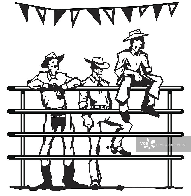 牛仔竞技表演围栏旁的牛仔图片素材