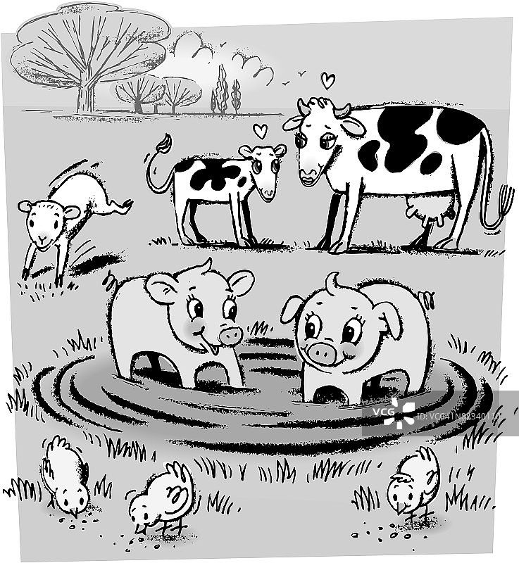 一群农场动物图片素材