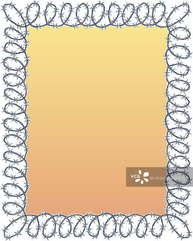 边框，带刺铁丝网，彩色图片素材