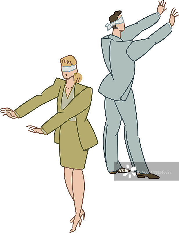 蒙眼商务情侣伸手（Illustrator Ver. 5）图片素材