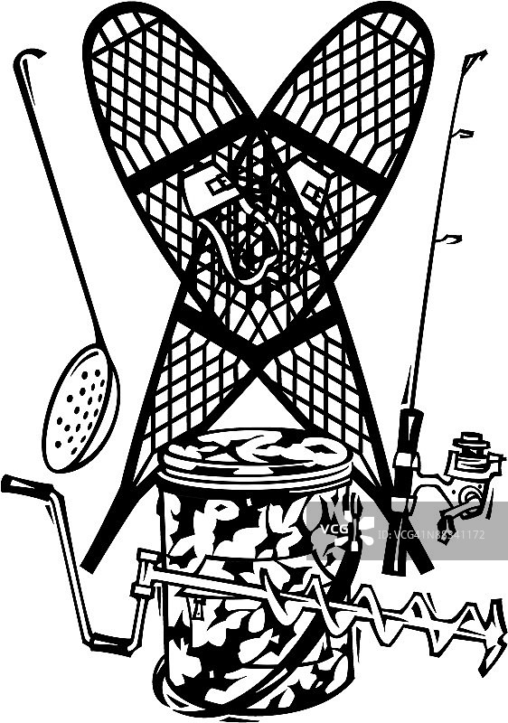 冰钓蒙太奇，组合元素图片素材