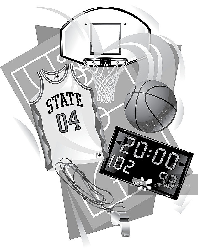 篮球元素蒙太奇图片素材