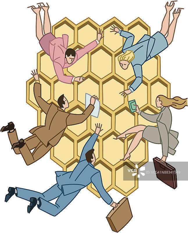 像工蜂一样围绕蜂巢的商人图片素材