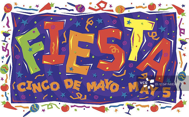 五月五日节 - 5月5日，墨西哥节日元素，彩色图片素材
