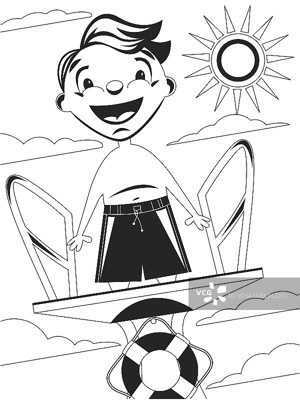 跳板上的男孩图片素材