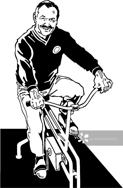 在健身单车上的年长男人图片素材