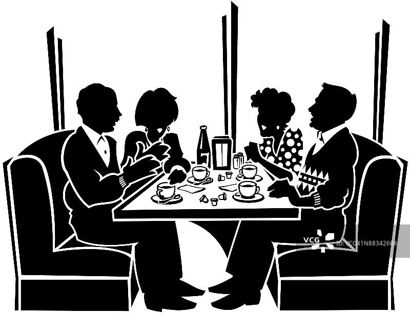 坐在餐厅卡座里的情侣图片素材