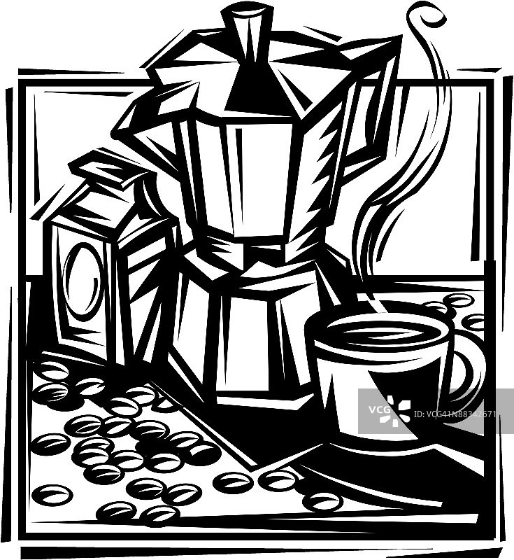 咖啡元素组合素材：开启美好的一天，唤醒你的味蕾图片素材