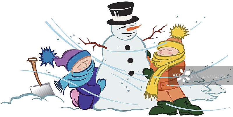 孩子们堆雪人图片素材