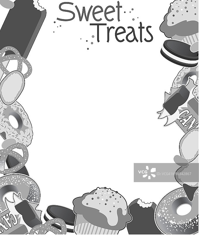 边框，标题，甜点，冰淇淋，烘焙食品，糖果构成的框架图片素材