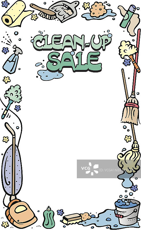 边框，标题，大扫除促销，春季清洁元素，彩色图片素材