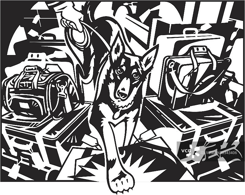 警犬嗅探毒品，分组元素图片素材