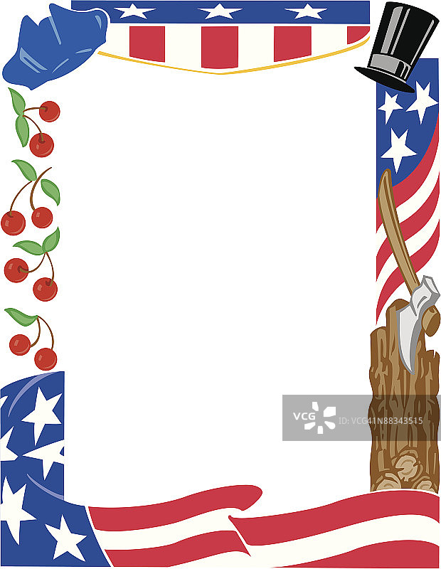 总统日组合元素彩色边框（Illustrator Ver. 5）图片素材