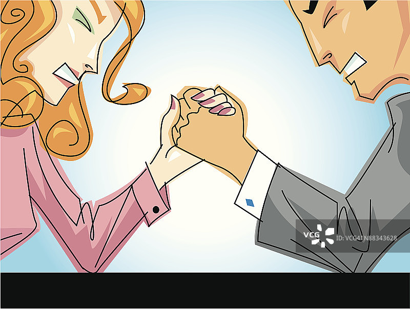 商人和商务女性掰手腕图片素材