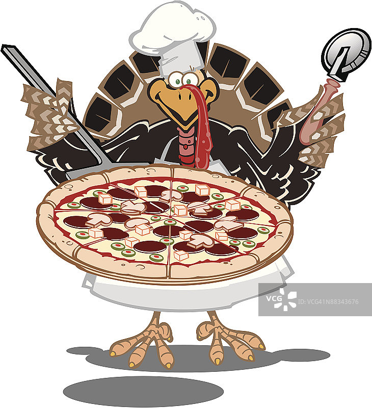 火鸡提供披萨 彩色 分组元素图片素材