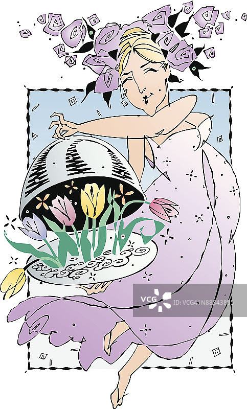 彩色手捧鲜花的自然母亲图片素材