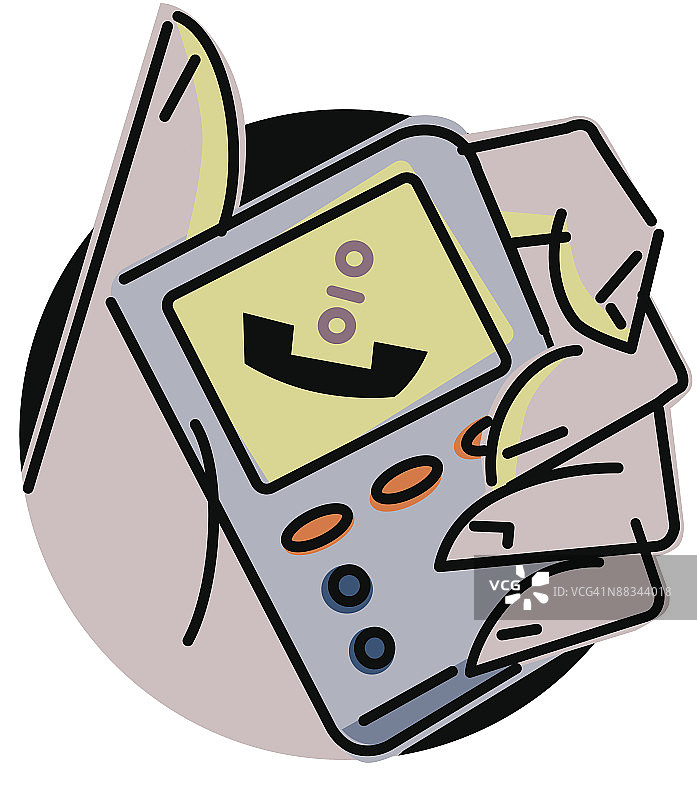 手持传呼机，分层彩色图片素材