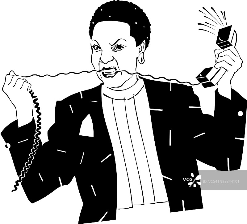 咬着电话线的女人图片素材