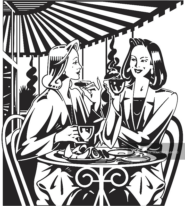 户外咖啡馆里的女士们图片素材