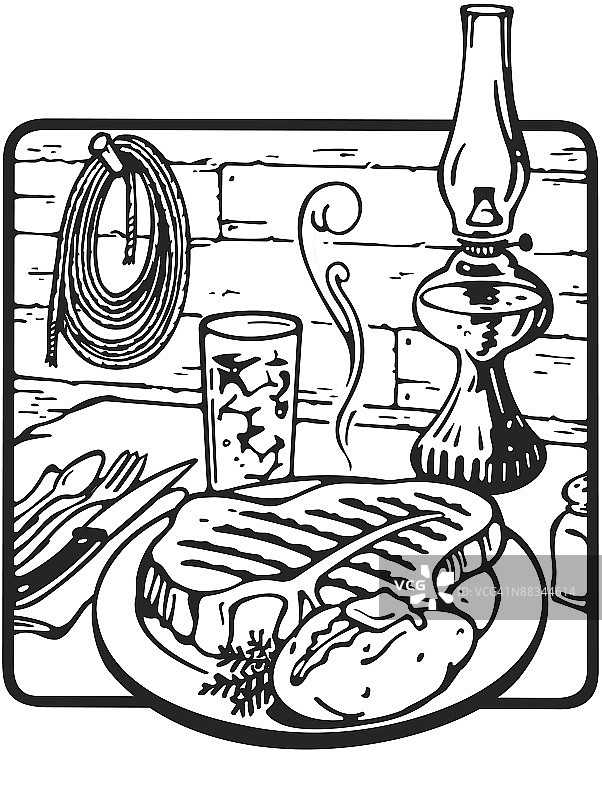 牛排餐厅分层设计“丰盛的一餐”图片素材